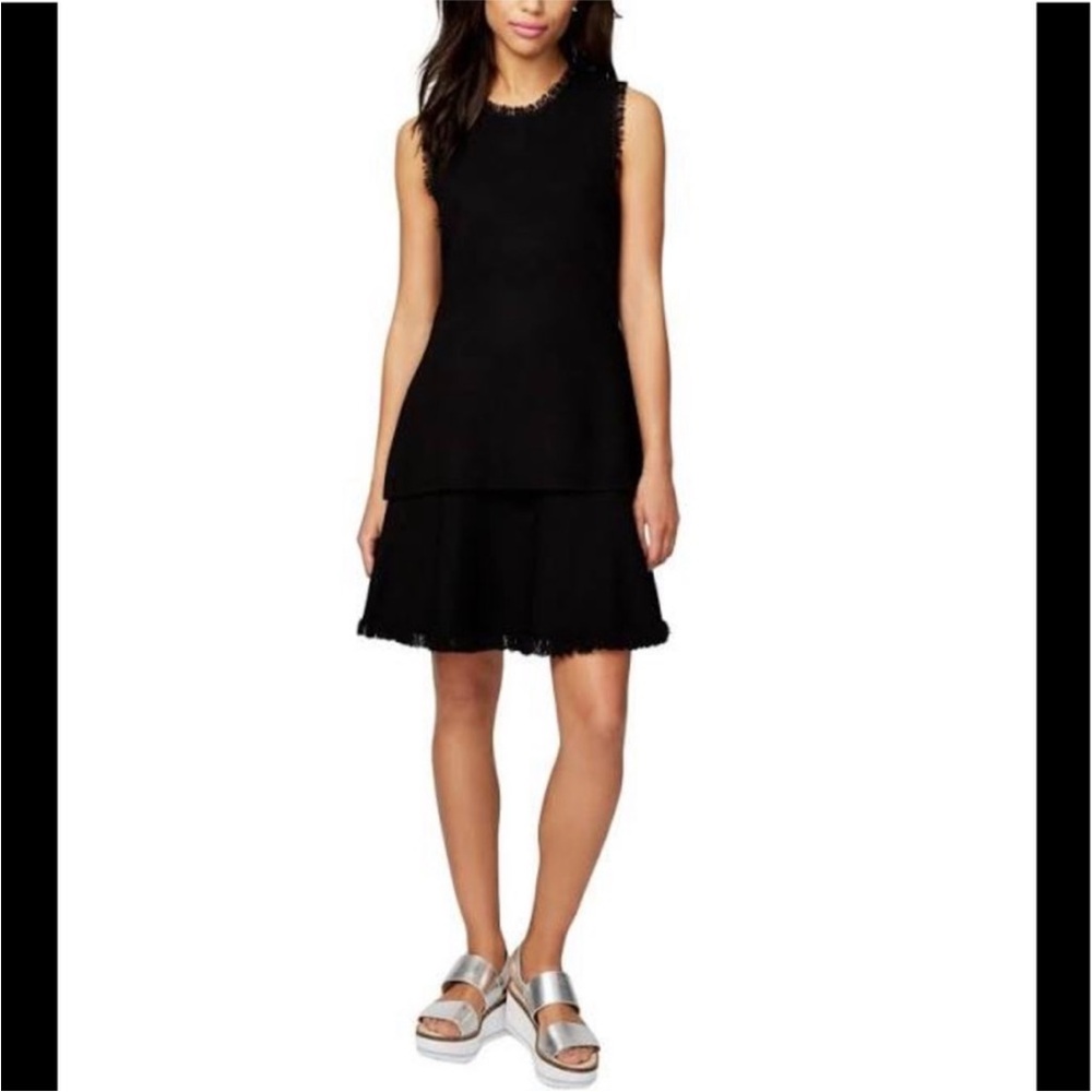 RACHEL Rachel Roy Fringed textured sleeveless perfect LBD for parties and dates!